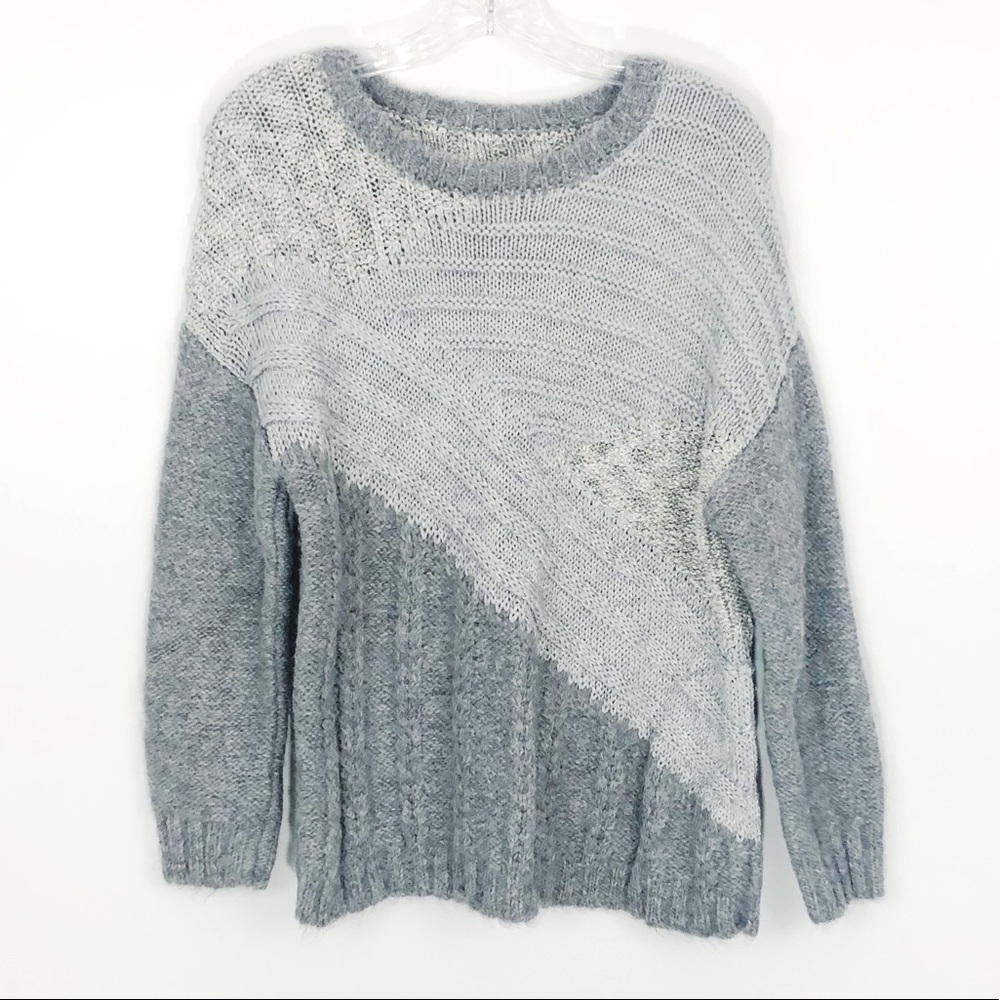 Current/Elliot Mixed Cable Chunky Knit Sweater Alpaca Wool Blend